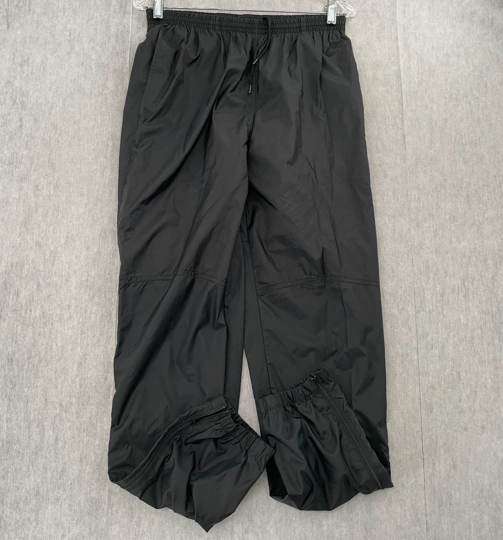 VINTAGE Nike Pants Adult Medium Black Drawstring Pockets Swoosh Logo Mens M 80s